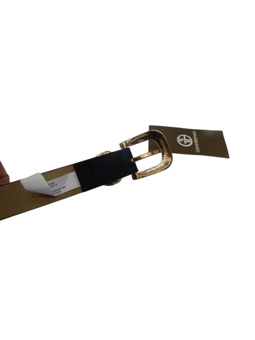 Giani Bernini Logo Keeper Belt, 1” wide, Faux-leather, Black